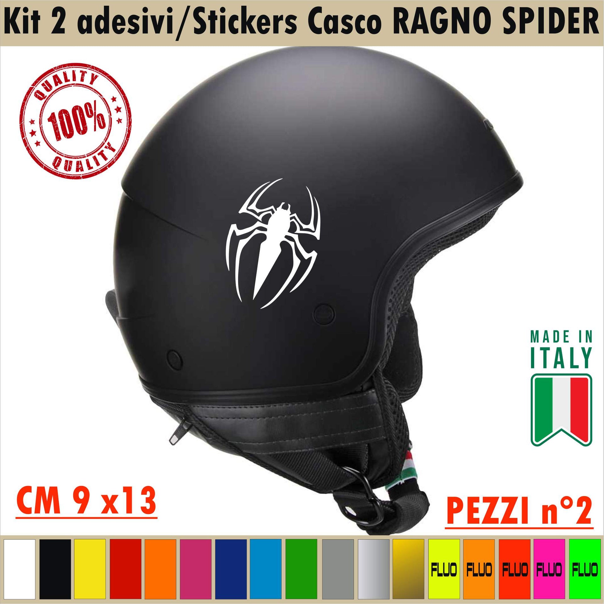 RAGNO CASCO Kit 2 Aufkleber RAGNO SPIDER Motorradhelm Tankkoffer cod.1723