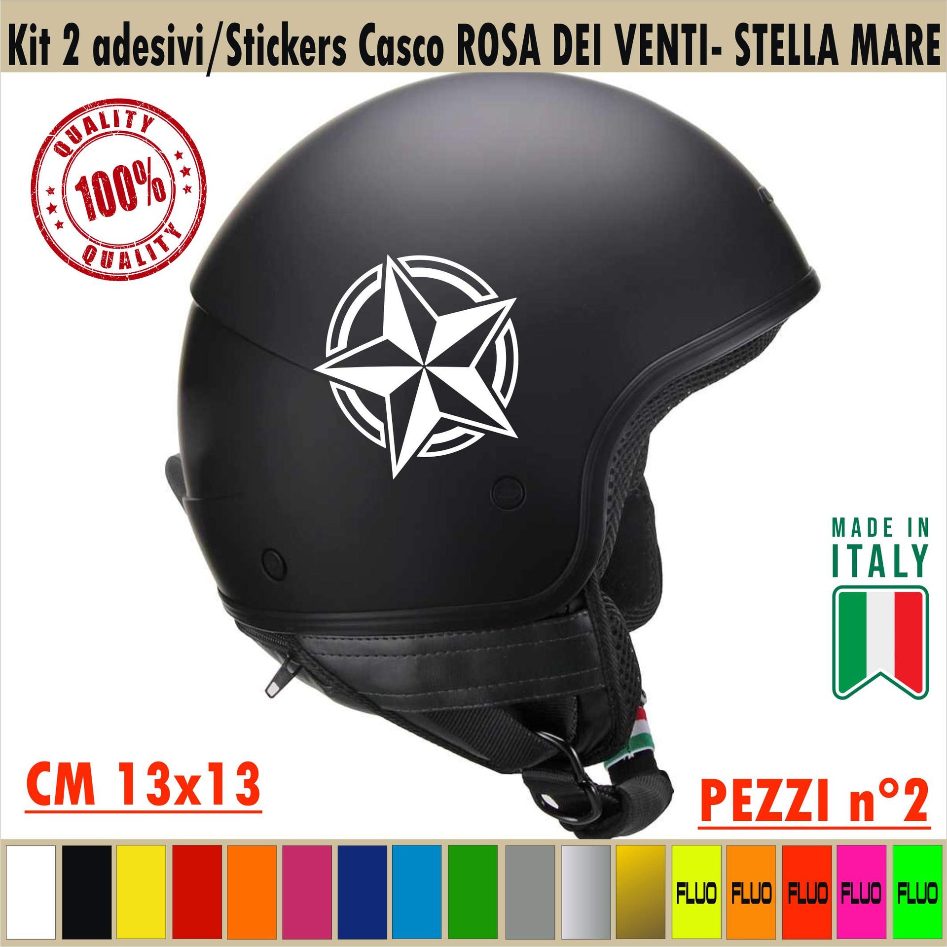 ROSA DEI VENTI CASCO Kit 2 Adesivi rosa dei venti stella mare Casco Moto Serbatoio Valigia cod.1725