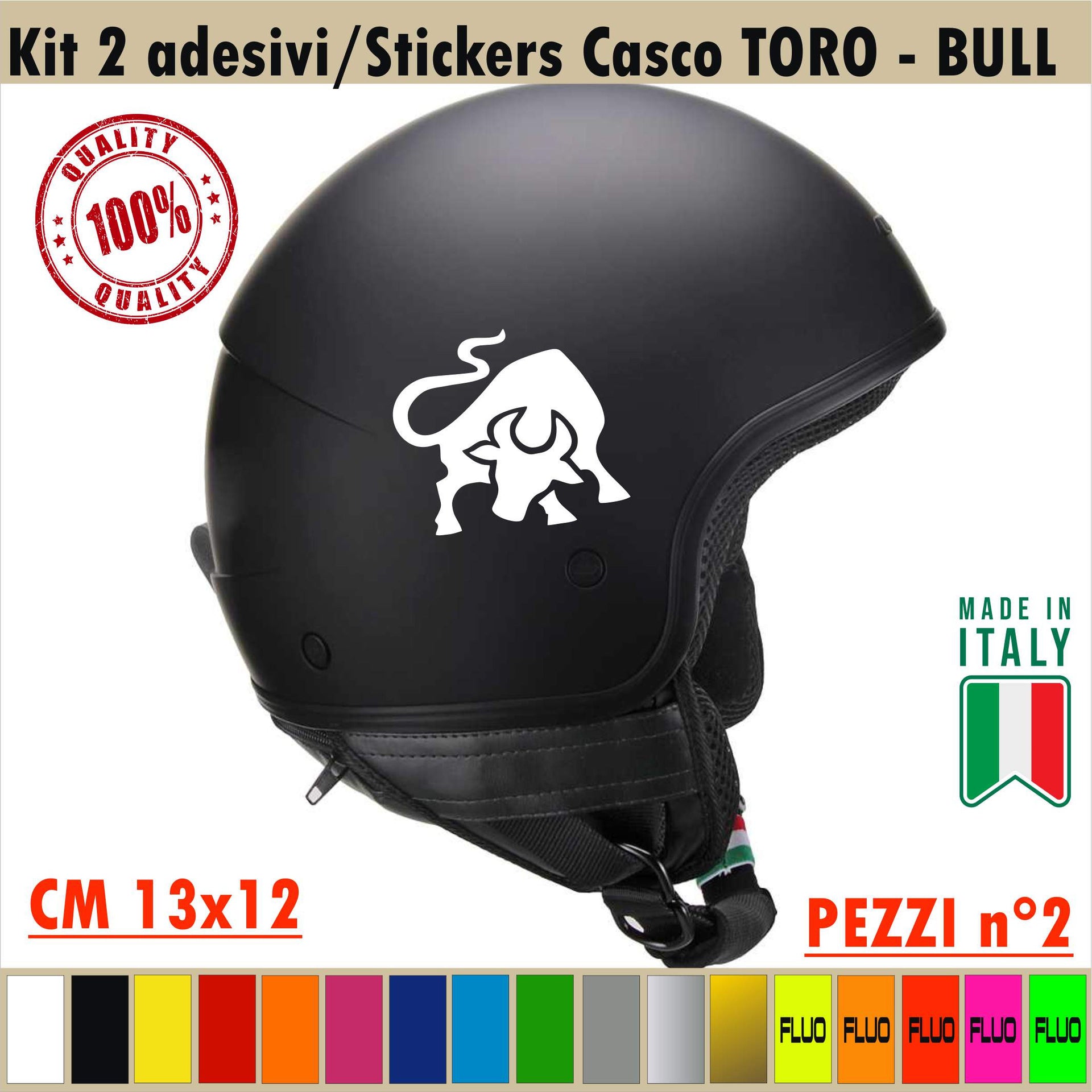 TORO CASCO Kit 2 Aufkleber Toro Bull Natura Tauro Motorradhelm Tank Koffer cod.1730