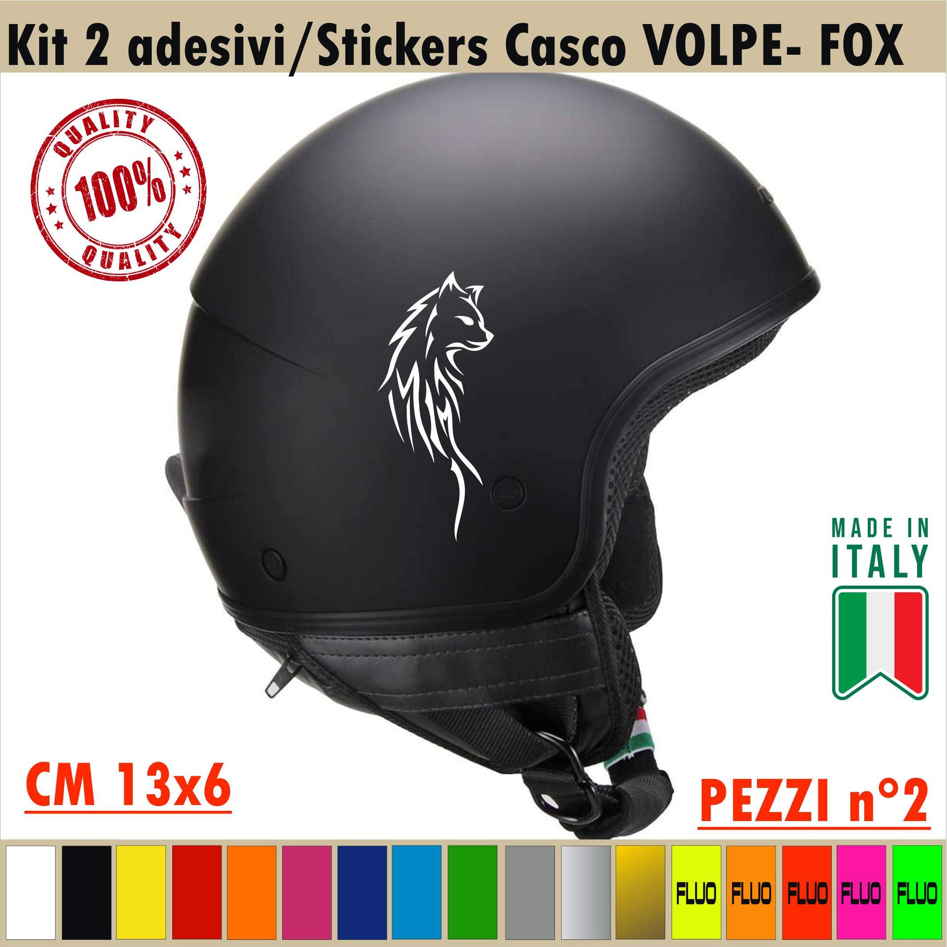 VOLPE FOX HELM Kit 2 Fox Aufkleber Fox Volpino PC Motorradhelm Tank Koffer Cod.1731