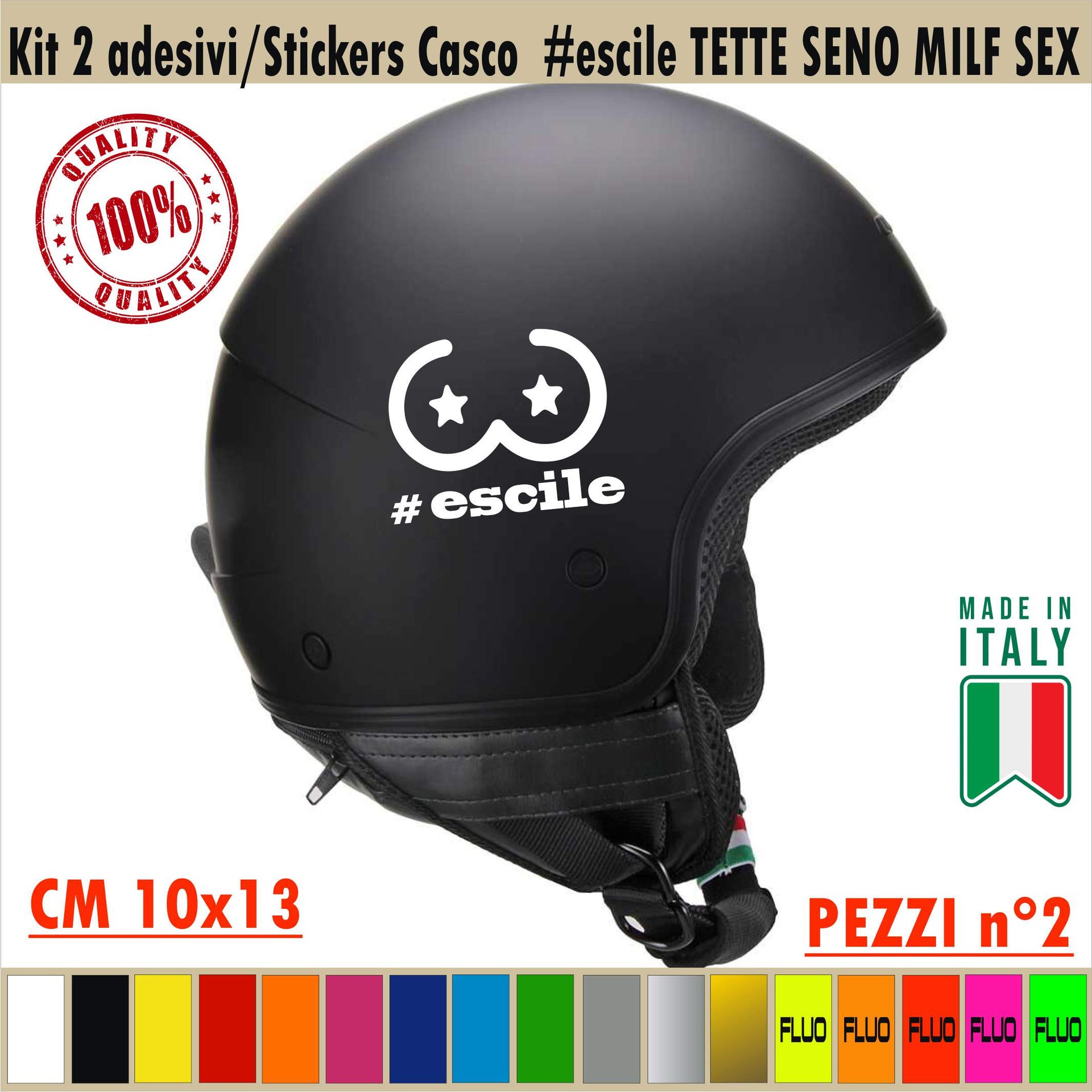 HASHTAG ESCILE Kit 2 Adesivi Casco escile Moto Serbatoio Valigia cod.1734