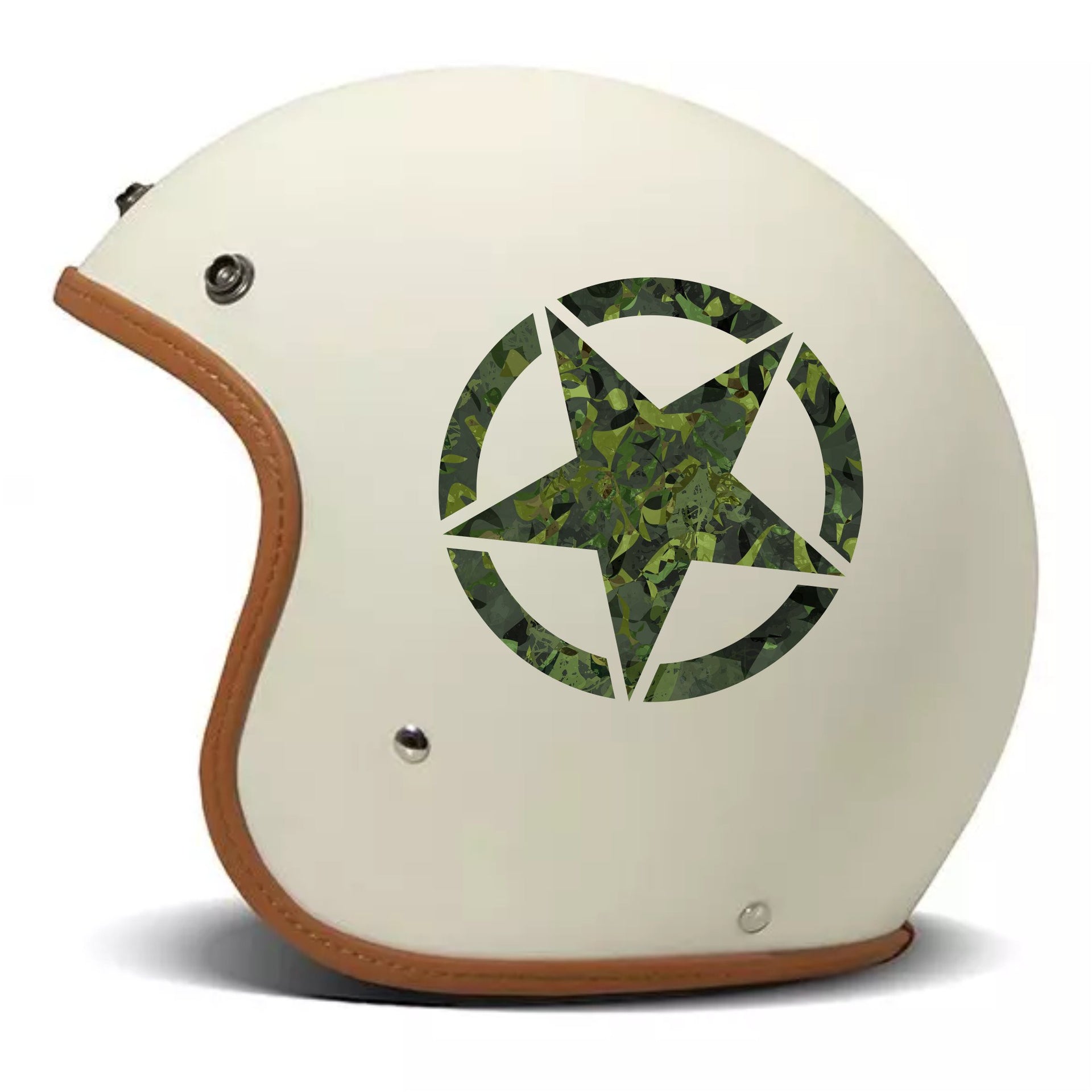 STELLA MILITARE Kit 2 Adesivi STELLA MILITARE MIMETICA Casco Moto chopper harley custom decalcomania vinile cod.2132