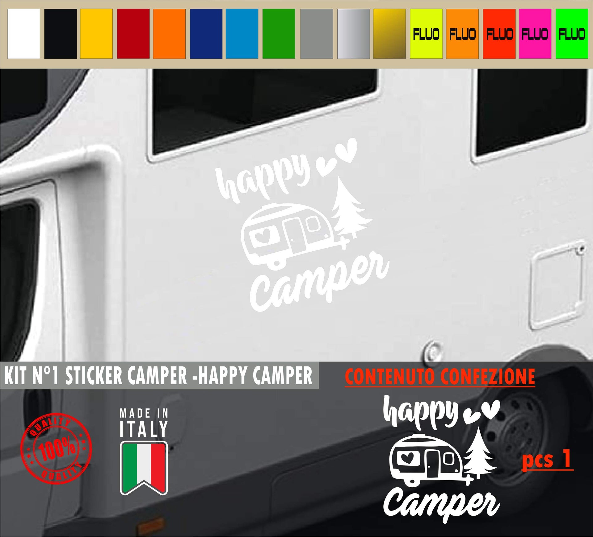 Adesivo camper HAPPY CAMPER  amore camper natura cod.1821