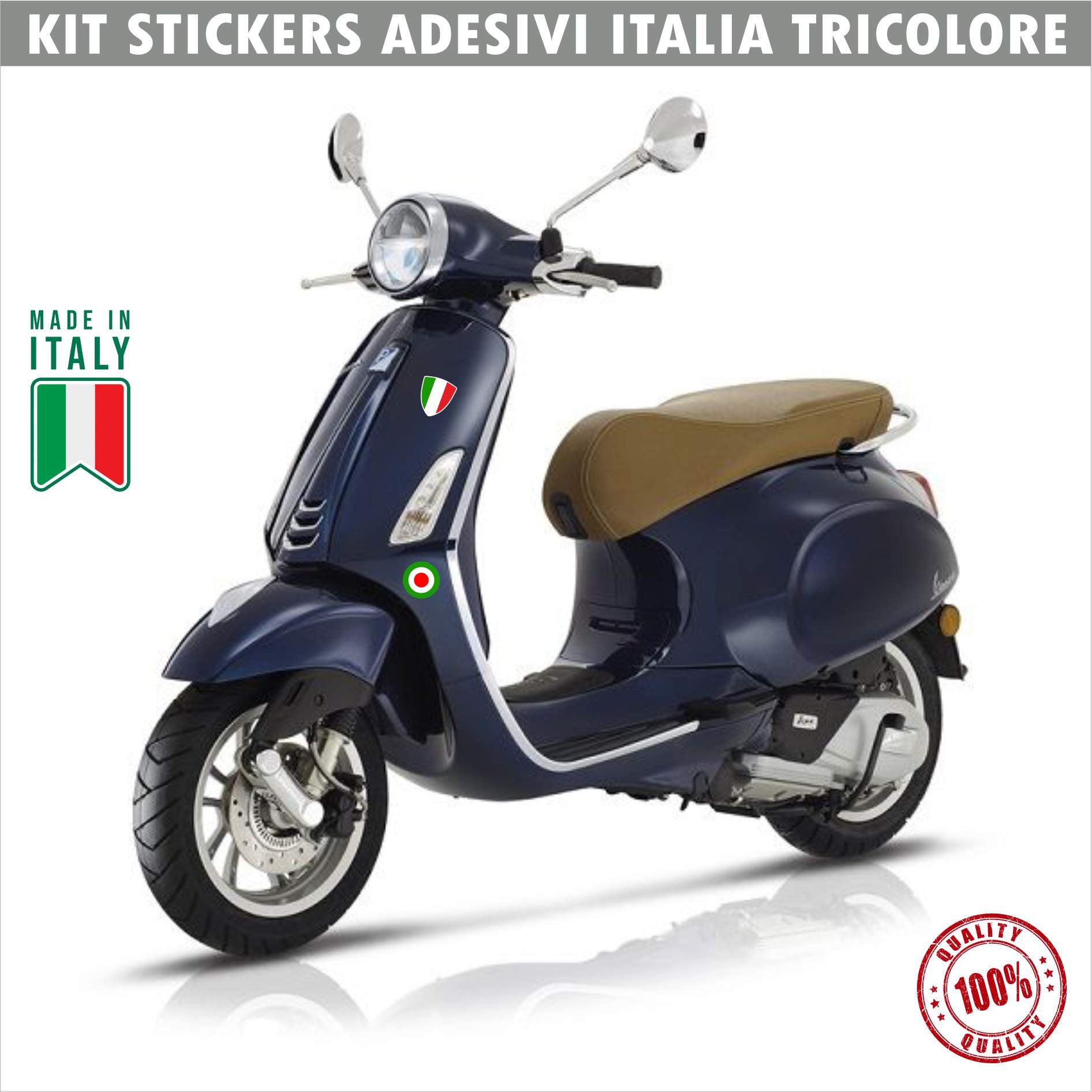 ITALIA TRICOLORE Kit 9 Adesivi ITALIA per MOTO CASCO VESPA SCOOTER AUTO universale decalcomania stickers cod.1714