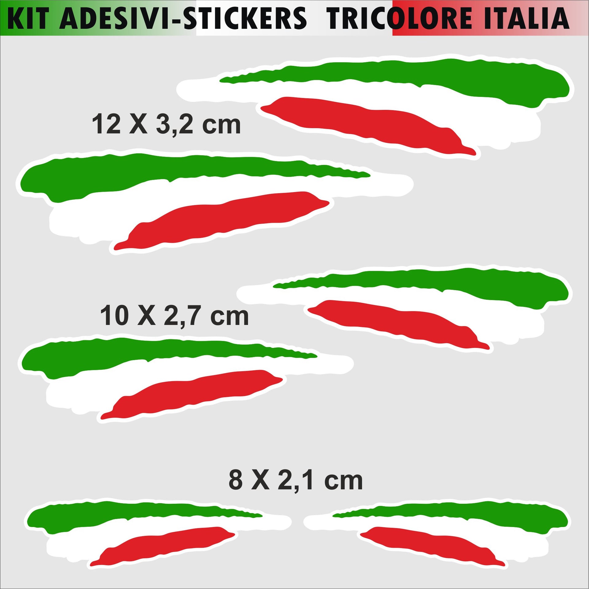 BANDIERE GRAFFIO ITALIA TRICOLORE Kit 6 Adesivi GRAFFIO ITALIA per MOTO CASCO VESPA SCOOTER AUTO Decalcomania stickers cod.2195