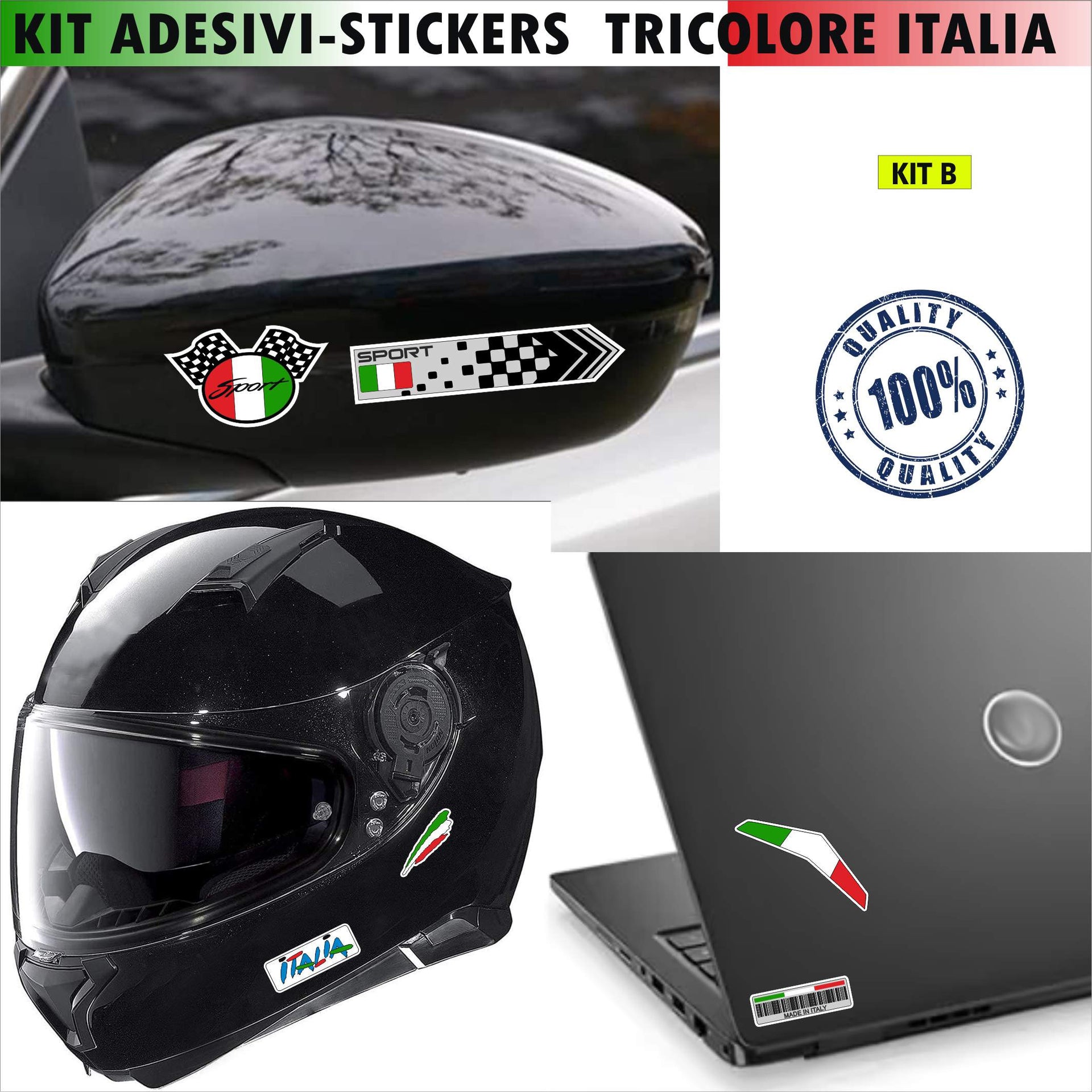 ITALIA TRICOLORE Kit 22 Adesivi BANDIERA COCCARDA ITALIA per MOTO CASCO VESPA SCOOTER AUTO decalcomania stickers cod.2199