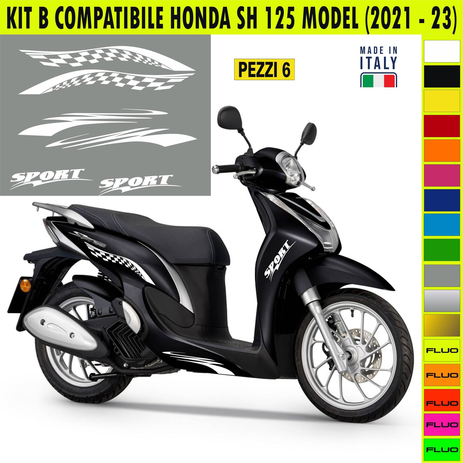 KIT B SPORT Adesivi HONDA SH 125 Grafiche UNICHE compatibili per SCOOTER HONDA SH 125 Cod.2085