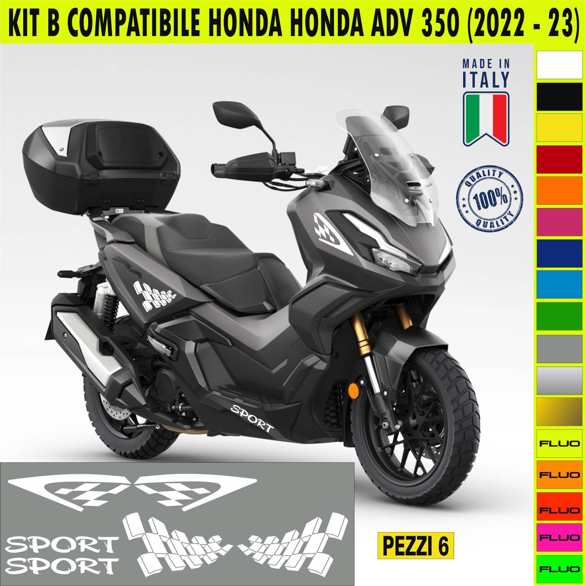 KIT B Adesivi SPORT BANDIERA HONDA ADV 350 Grafiche UNICHE compatibili per SCOOTER HONDA ADV 350 Cod.2098