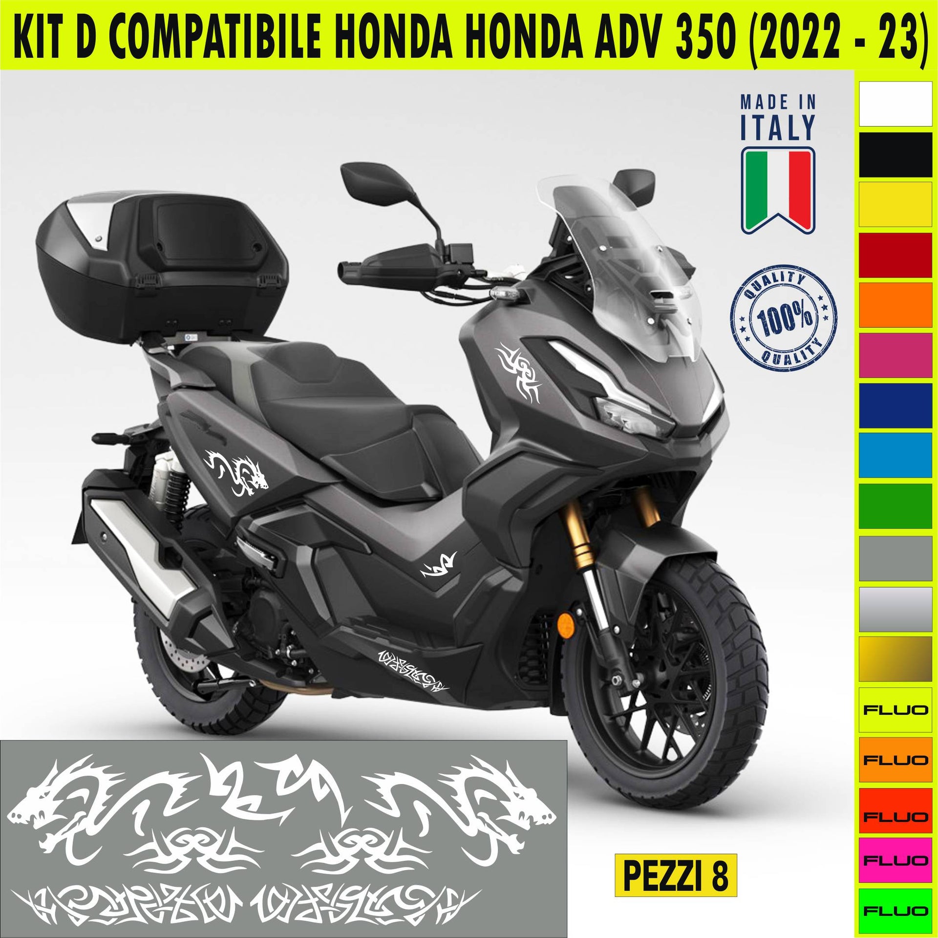 KIT D Adesivi HONDA ADV 350 Grafiche UNICHE compatibili per SCOOTER HONDA ADV 350 Cod.2100