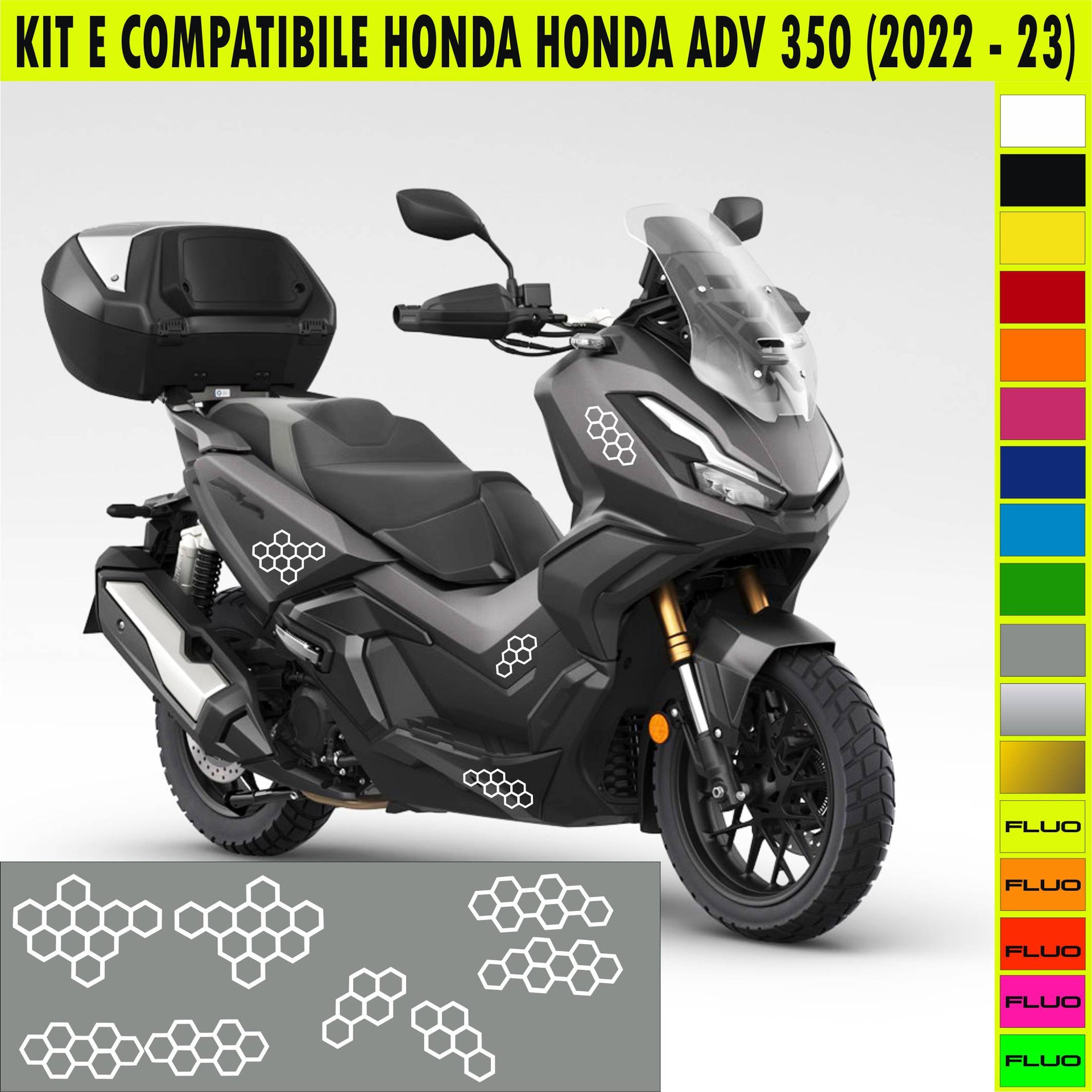 KIT E Adesivi ESAGONI HONDA ADV 350 Grafiche UNICHE compatibili per SCOOTER HONDA ADV 350 Cod.2101