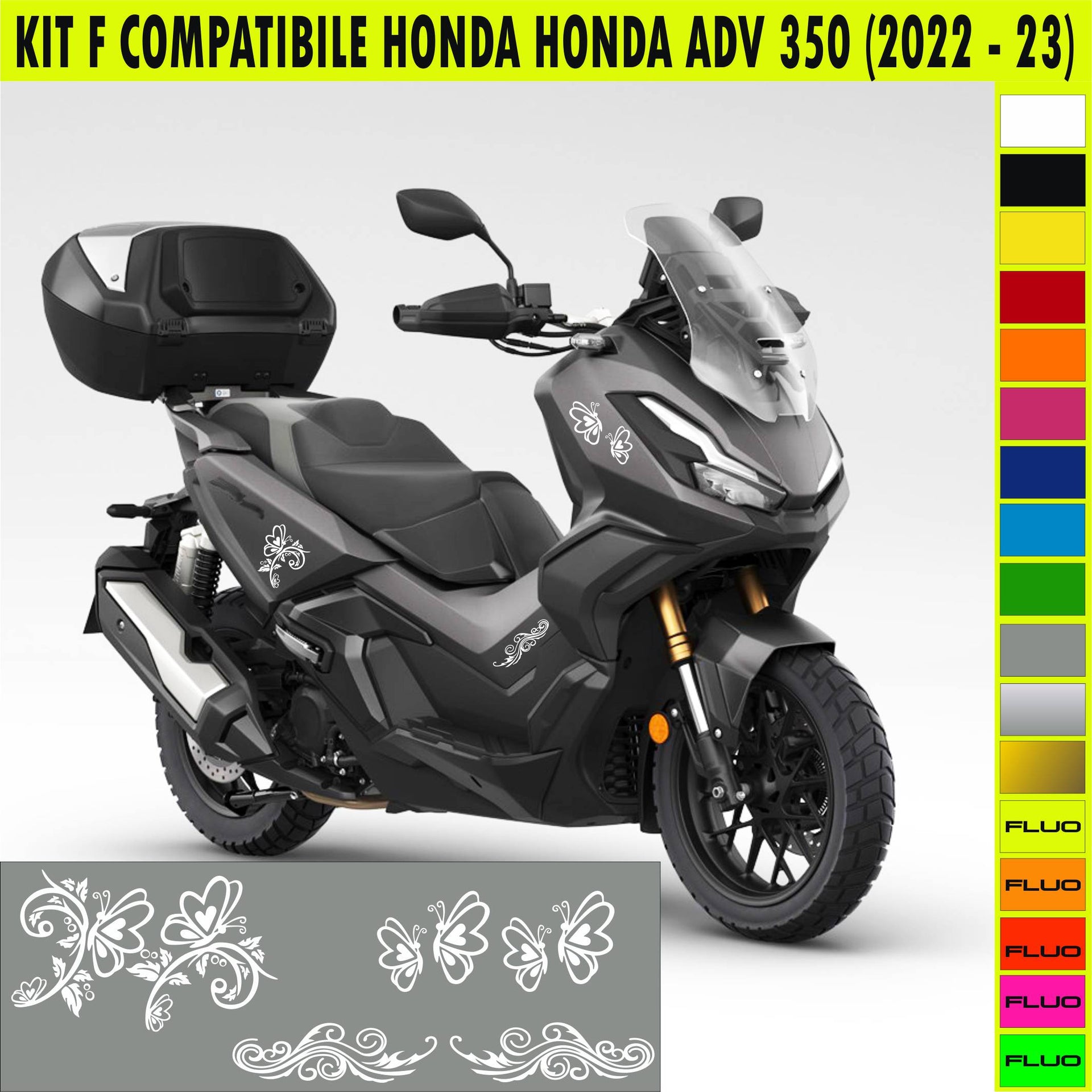 KIT F Adesivi FIORI FARFALLE PER HONDA ADV 350 Grafiche UNICHE compatibili per SCOOTER HONDA ADV 350 Cod.2102