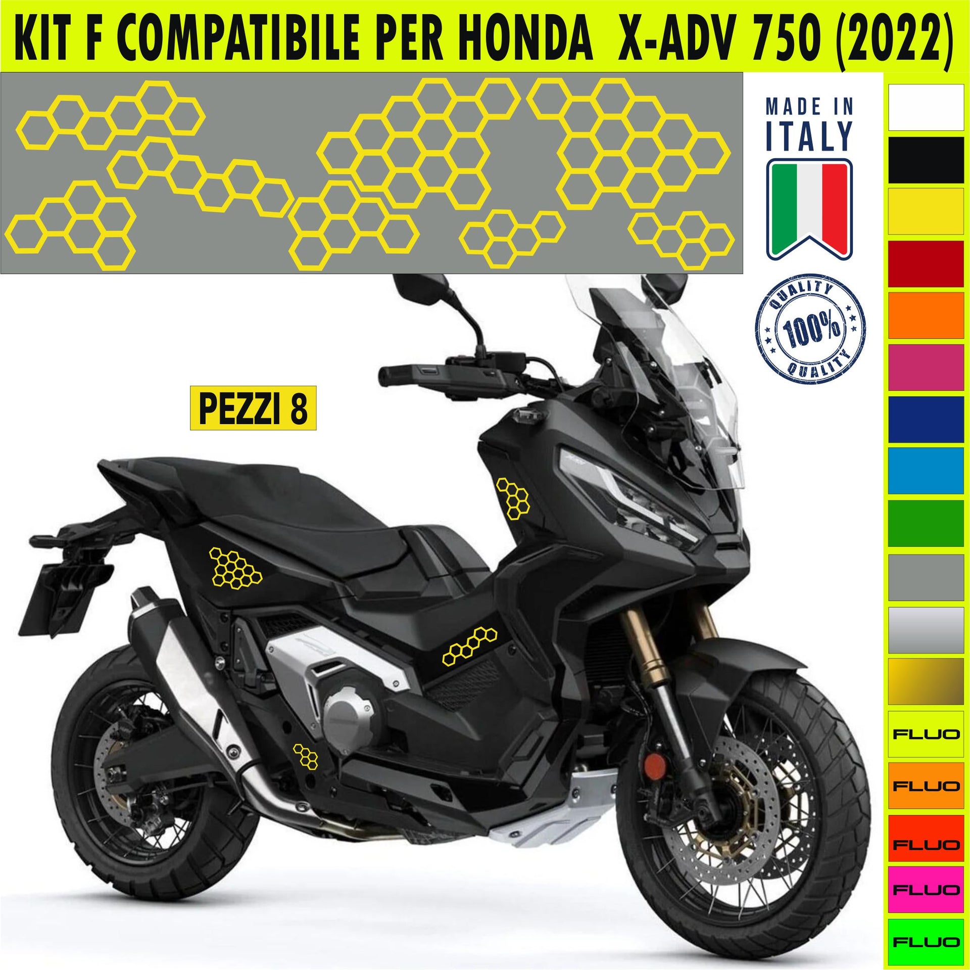 KIT F Adesivi ESAGONI HONDA ADV 750 Grafiche UNICHE compatibili per SCOOTER HONDA ADV 750 Cod.2141