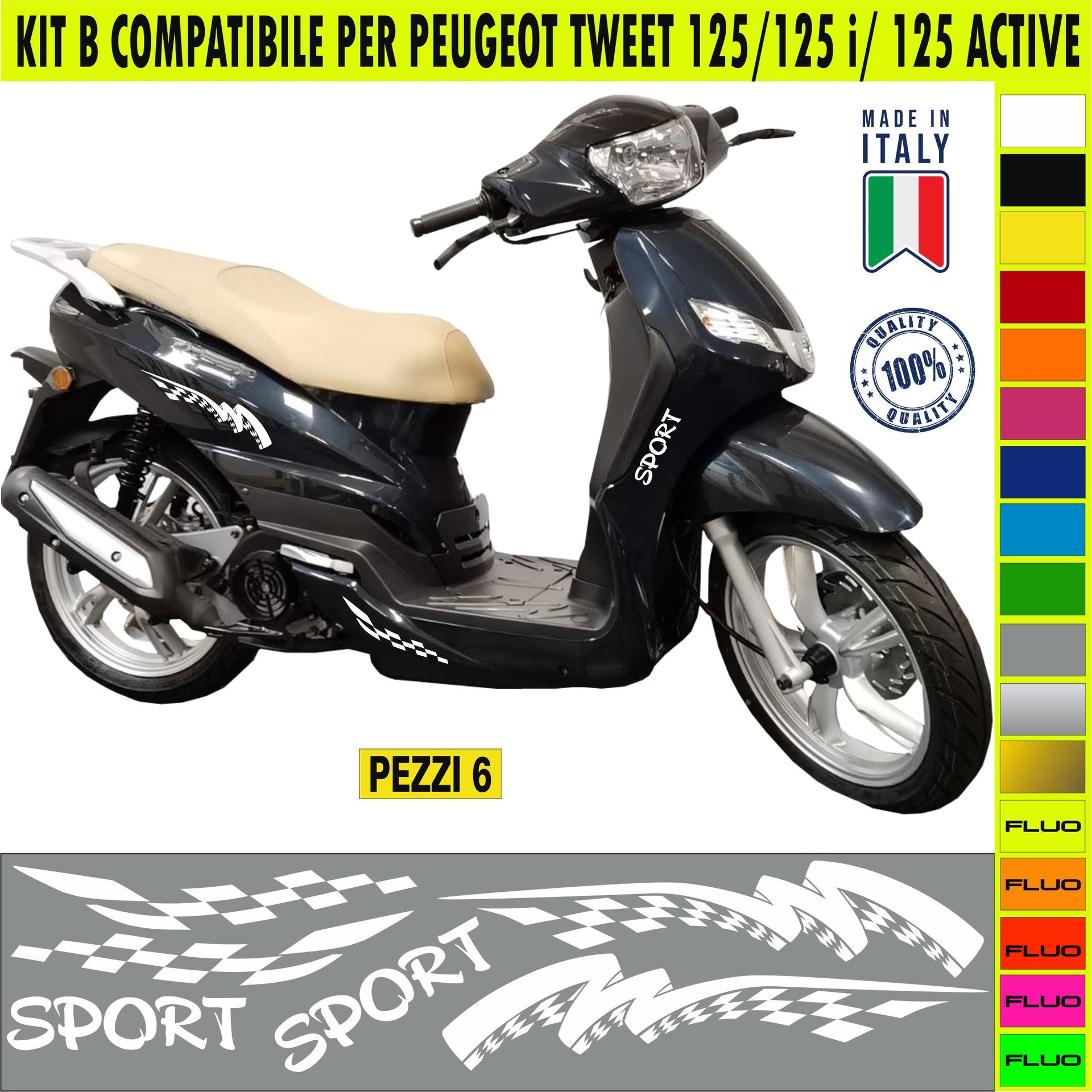 KIT B Adesivi SPORT PEUGEOT TWEET Grafiche UNICHE compatibili per SCOOTER PEUGEOT TWEET 125 125i 125 active  Cod.2144