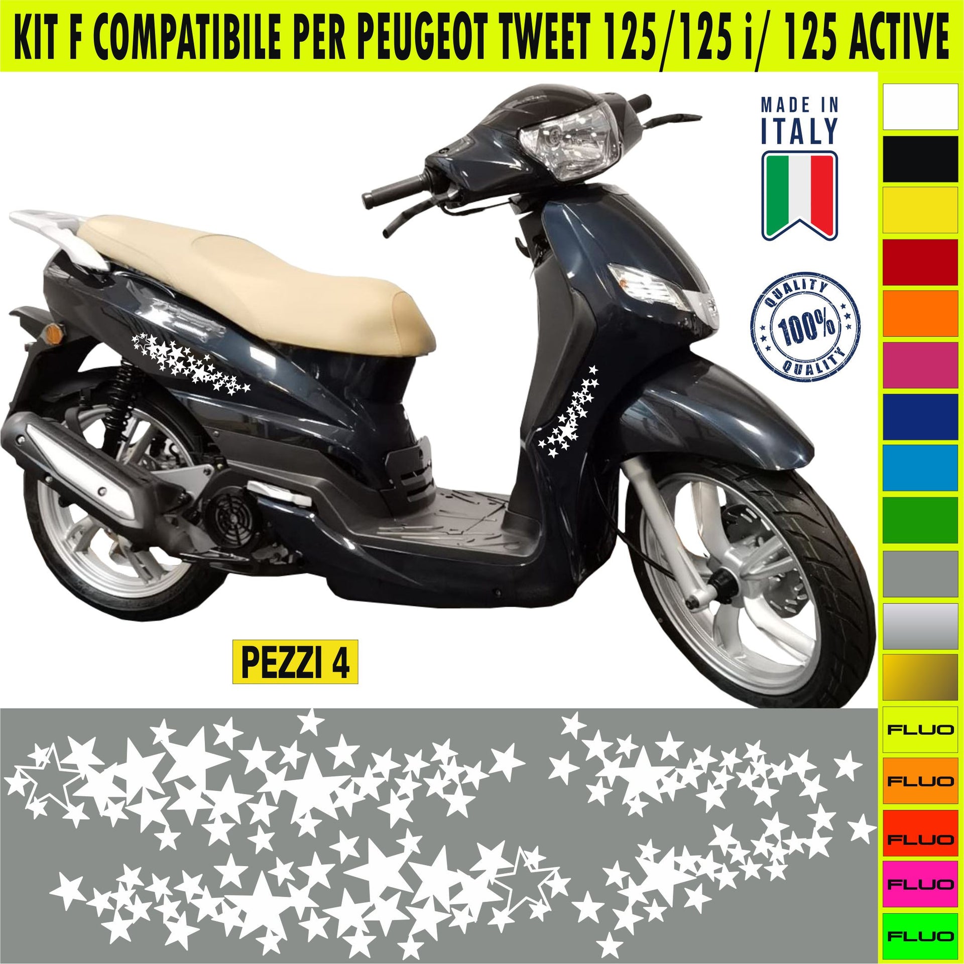 KIT F Adesivi STELLE STARS PEUGEOT TWEET Grafiche UNICHE compatibili per SCOOTER PEUGEOT TWEET 125 125i 125 active  Cod.2148